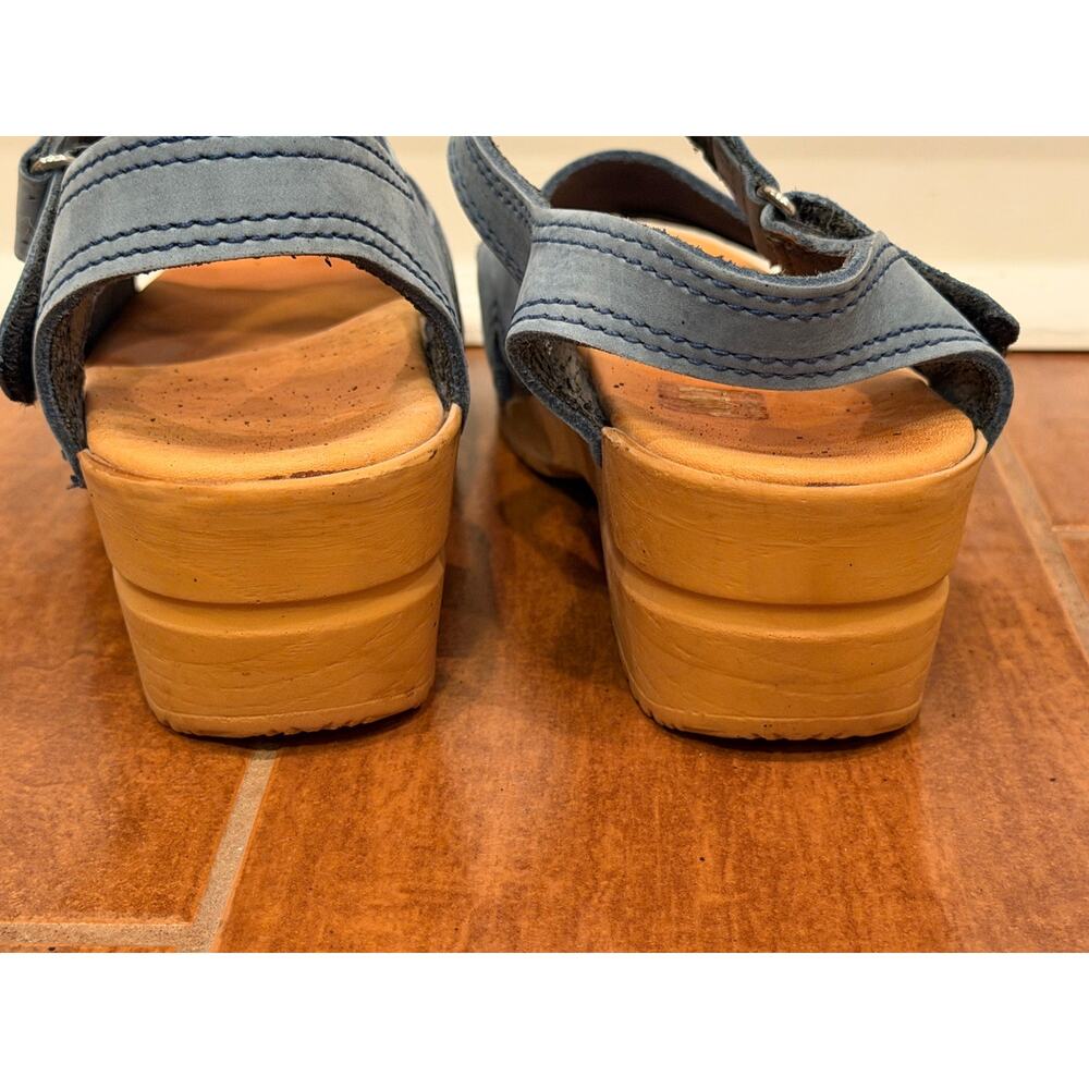 Dansko Womens 39 US 8.5-9 Blue Nubuck Leather Clog Sandals Hook Loop Comfort - Picture 6 of 12